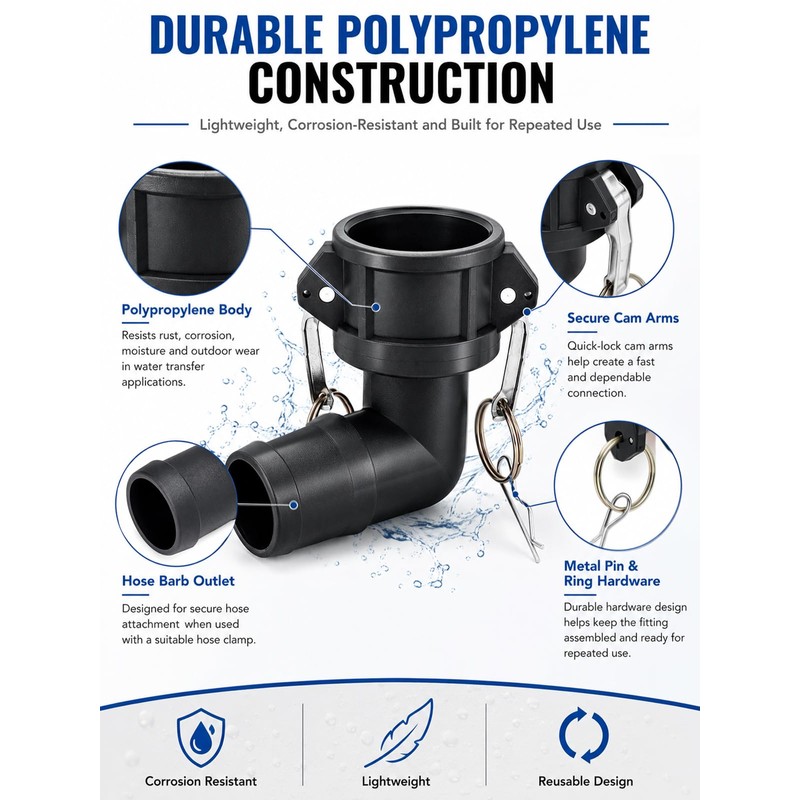 Camlock Fitting 90° Elbow Type C 2 inch Anti-Leakage Anti-Oil