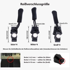 Zip Repair Set, 12 Pieces Fix Zip Puller, Zip Repair Kit, Replacement Zipper for Zip Repair Kit