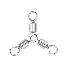 12#, 50 Pieces Fishing Rolling Ball Bearing Barrel Swivel with Safety Snap Connector Fishing Accessories Kit, 3 Way Fishing Rolling Swivels for Outdoor Fishing