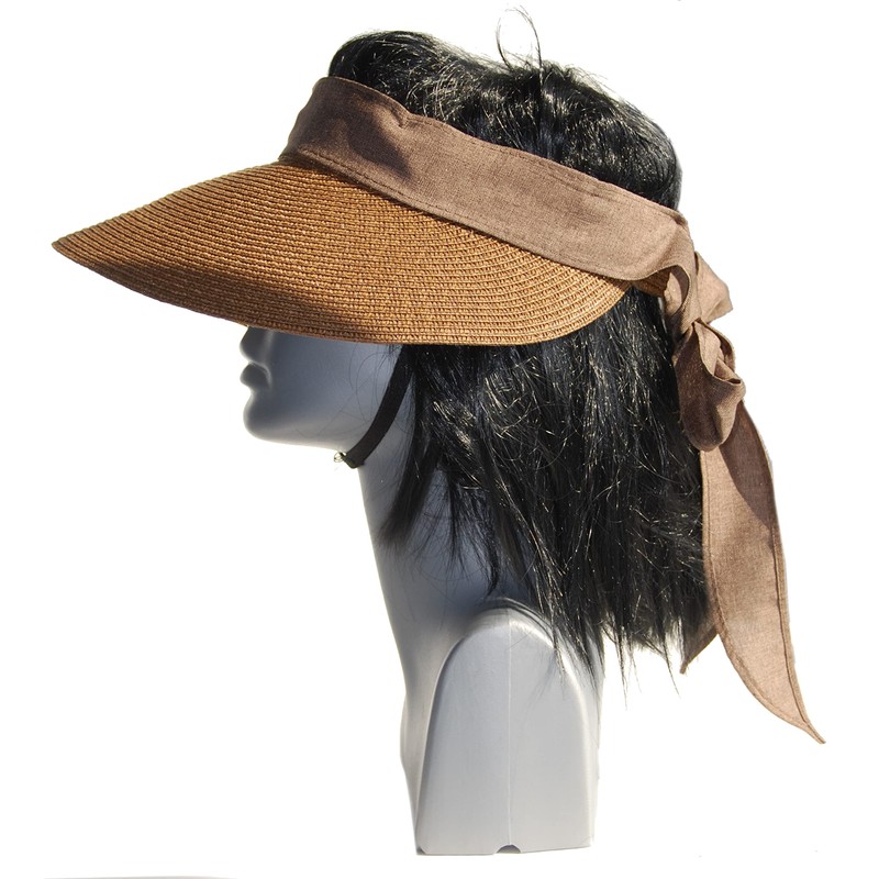 Cool4 A57 Women's Straw Visor with Linen Headband Sun Hat