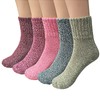 Airabc 5 Pairs of Wool Knitted Socks, Winter Women's Socks,