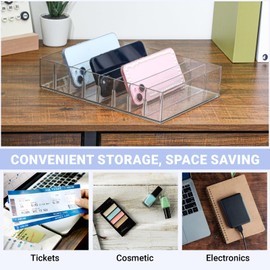 Money Organizer for Cash Large Acrylic Cash Organizer 8 Section Clear Money Cash Trays Budget Tray for Bills Cash Storage Organizer Plastic Bill Storage Holder for Cash Envelope