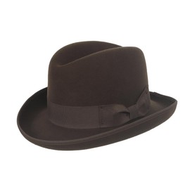 Men Wool Bowler Winter Hat Classic Rolled Brim Fedora Derby Hats(Brown,XL)