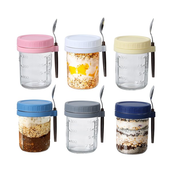 Naivees 6 Pack 16oz Oats Containers with Lids and Spoon