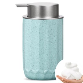 Foaming Hand Soap Dispenser, Kitchen Soap Dispenser with Silver Soap Pump, Ceramic Foam Soap Dispenser for Bathroom,12OZ Refillable Soap Dispenser for Sanitizer, Hand Wash (Green)