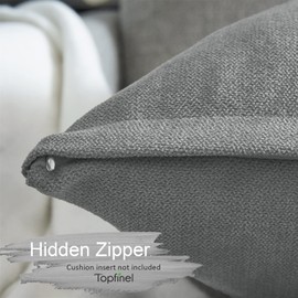Topfinel Plain Cushion Covers, Decorative Chenille Cushion Covers with Hidden Zip, for the Sofa, Car, Bed, 40 x 80 cm, Mist Grey, Set of 2