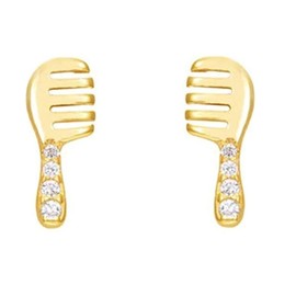 Cute Comb Cartilage Small Stud Earrings for Women Simple Silver Gold Plated Tiny Studs Hypoallergenic Unique Fashion Jewlery (Golden, One size)