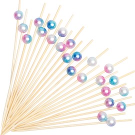 100 Pcs Cocktail Toothpicks for Drinks, Colorful Pearl Fancy Toothpicks for Appetizers, Charcuterie Picks,cocktail picks, Skewers for Drinks, Sandwich Toothpicks（4.7inch）
