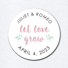 Let Love Grow Stickers, Wedding Favor Stickers, Greenery Theme, Round Circle Labels, F1:32