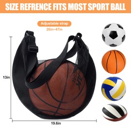 Noaxylic Basketball Backpack, Basketball Bag, Ball Net Ball Bag, Mesh Bag with Carabiner, Backpack, Portable Ball Net for Football, Basketball, Handball, Volleyball, Net Bag for Children, Adults