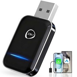 Mini 2-in-1 Wireless CarPlay & Android Auto Adapter – Converts Wired to Wireless, Fast Bluetooth Auto Connection, USB/Type-C Plug & Play ，CarPlay Dongle for iOS 10+ & Android 11+