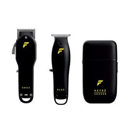 Essential Combo Old Scull, Omega Clipper, Plus Trimmer y Astro Shaver. Potentes e inalámbricas, ideales para principiantes y profesionales de la barberia y estilismo. Color negro, maquinas de cortar cabello fácil uso.