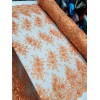 Divastyletextiles Orange 3D Flowers/Floral Beaded Lace Embroidered Mesh Lace Fabric