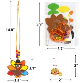 WorldBazaar Thanksgiving Turkey Necklace Crafts for Kids Fall Bulk Necklaces DIY knits Thanksgiving Activities Art Party 12 Pack