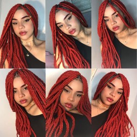 Liang Dian Pre-Stretched Braiding Hair 28 Inch 8 packs Hot Water Setting Synthetic Hair Crochet Braiding Hair Extension (Red)