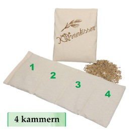 Betz Körnerkissen XXL 4 Kammern Wärmekissen Nackenkissen Mikrowelle geeignet, abnehmbaren Bezug waschbar Größe: 20x50 cm Farbe beige