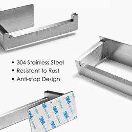 Auxmir Toilet Paper Holder Self Adhesive, Premium SUS304 Stainless Steel Rustproof Toilet Roll Holder No Drilling, Wall Mount Toilet Tissue Holder for Bathroom Kitchen Washroom RV, Brushed Nickel