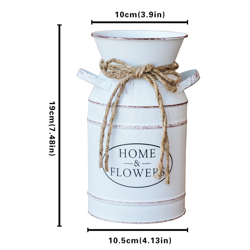 MISIXILE Rustic Farmhouse Vase Galvanized Milk Can, Metal Decorative Shabby