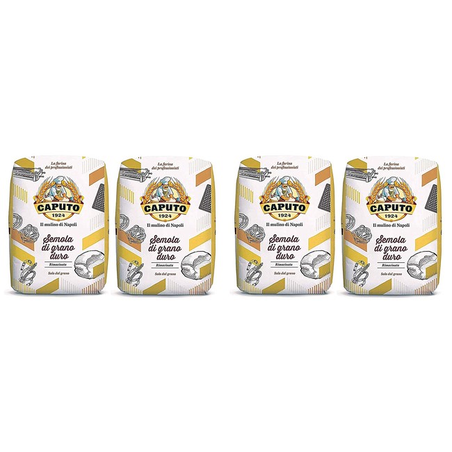 Antico Molino Caputo Semola Di Grano Duro Rimacinata (Reground Semolina Flour) - Pack 4 Pack of 2