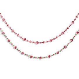 Red, White and Green Plastic Candy Garland, Set of 2 Assorted Designs, Hanging Holiday Decoration, Christmas Tree Decor, 6 Feet Long