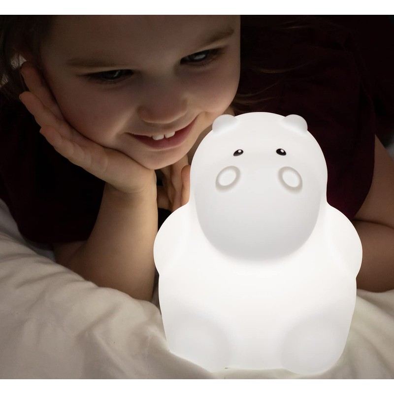 LumiPet Hippo Kids Night Light, Huggable Nursery Light for Baby