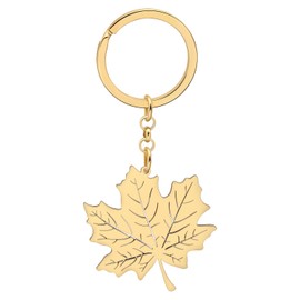 HUAGEO Stainless Steel Fall Maple Leaf Keychain Purse Charms Gifts For Women Backpack Car Keys Holder Jewelry Accessories (Gold)