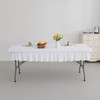 RUOYU 6ft White Stretch Tablecloth for Rectangular Tables - Flared