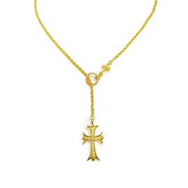HUARJO Vintage CZ Diamond Gold/Silver Chain Cross Necklace for Women,18k Gold Plated Long Pendant Y Necklace,Trendy Jewelry Gifts for Women. (18K Gold)