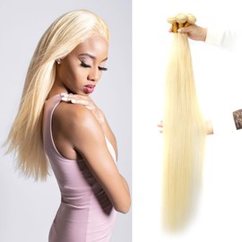 Jreitsere Bundles Human Hair Extensions 613 Straight Wave 1 Boule 100 g 613 Bundles Human Hair Extensions 10A 100% Natural Human Hair 20 Inches