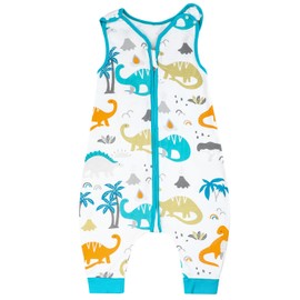 FLYISH DIRECT Sleeping Bag with Legs, 0.5 Tog Sleeping Bag Baby, Toddler Sleeping Bag with Feet, 100% Cotton Baby Sleeping bag Summer, Toddler Sleeveless Sleep Sack (S, 9-18 mos, Dinosaur)