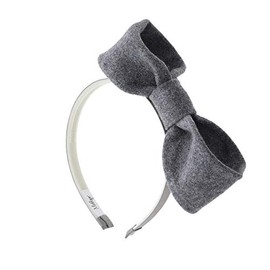 Motique Accessories Girls Hard Holiday Headband with Wool Standing Bow - Grey
