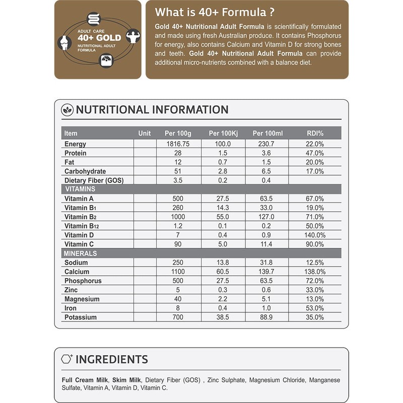 ViPlus GOLD 40+ Nutrinational Adult Formula 800g