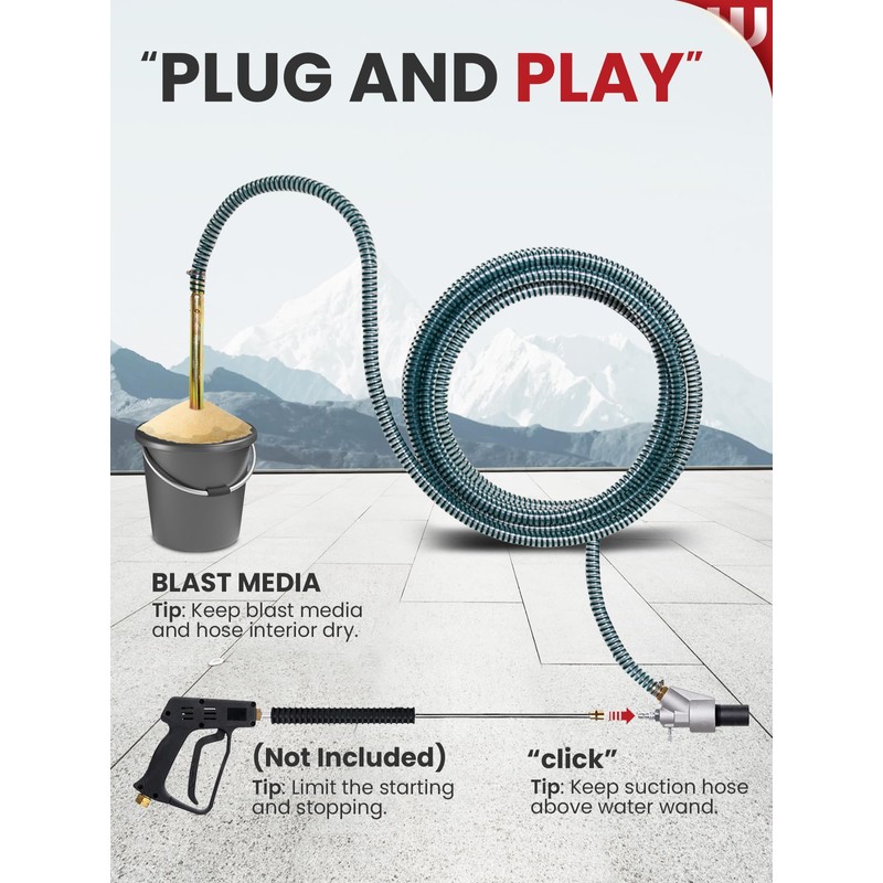 WOJET Pressure Washer Sandblasting Kit, Wet Sand Blaster for Pressure