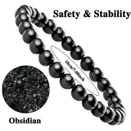 MOTIBACK Obsidian Crystal Bracelet for Women Men, Natural Black Obsidian Jewelry Suitable For Giving to Friends or Relatives to Express Blessings, Crystal Bracelet for Daily Wear