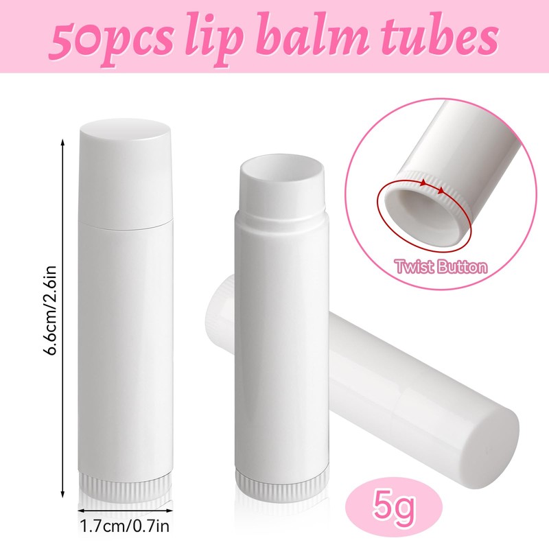 Lipstick Sleeves Empty, Pack of 50 Lipstick Tubes, Plastic Empty