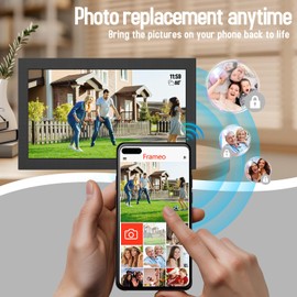 15.6 Inch WiFi Digital Picture Frame IPS Touch Screen HD Disply,Video Clips and Slide Show,Auto-Rotate, Wall Mountable,Send Photos Instantly from Anywhere with via Frameo APP (15.6 INCH)