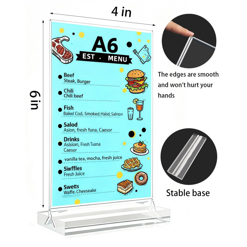 MQMCPDS Acrylic Sign Holder 4x6 Inch (6-Pack) - Premium Vertical