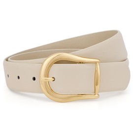 Waist Wow Damen Ledergürtel für Jeans Hosen weiches Leder Damen Gürtel mit Goldschnalle, Breite 3,3 CM, Beige, L