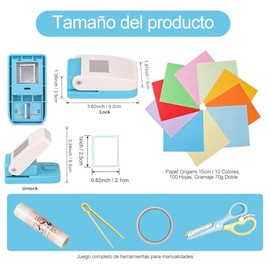 Perforadora de Papel para Sellos con Kit 204 de Herramientas de Quilling, perforadora de agujeros portátil con palanca, álbumes de recortes, manualida