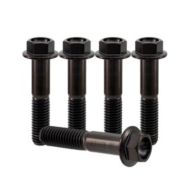 RISON Titanium Bolts M8 x 1.25 x 50 mm Titanium Screws TC4 Flange Hex Screw Black Titanium Flange Screw for Motorcycle, Car, Modification Hex Head Titanium Screws Pack of 5