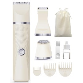 unibono 3-in-1 Electric Razor for Women - Waterproof Bikini Trimmer,Rechargeable Electric Shaver for Lady,Pubic Hair Trimmer Women,Personal Trimmer Groomer for Body Hair (Cream, LY)