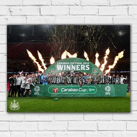 Themed Newcastle United Cup Winners Print - Team Celebration with Flames (42cm x 59.4cm - A2)