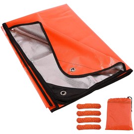 REDCAMP Heavy Duty Survival Blanket 210 x 150 cm, Waterproof Emergency Thermal Tarp, Multipurpose Reflective Insulated All Weather Blankets for Camping Hiking, Orange