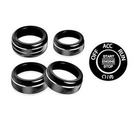SENSHINE SENSHINE Air Conditioning Knob Cover Volume Control Tune Switch, Headlight Control, Enginer Start Stop Buttton Covers Outer Ring for Dodge Durango Accessories 2021-2025 AC Climate Rings 6Pcs(Black)