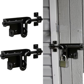 Black Heavy Duty Slide Lock, Slide Bolt Gate Latch with Padlock Hole, Solid Hardware Thickened Metal Sliding Bolt Fence Gate Latch, Gate Latch for Wooden Fence Shed Door, PVC Fence, 2 Pack