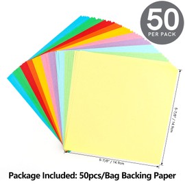 50PCS 5 7/8" x 5 7/8"Colorful Backing Paper for Cookie Stencil Storage Binder Die Cut and Stamp Storage Folder Baking Stencil Organizer Scrapbooking Cutting Dies Stencil Storage Book Collections