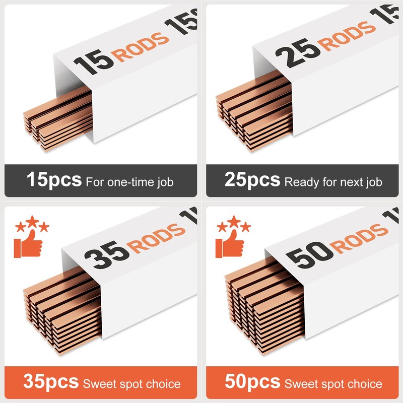 15PCS 15% Silver Brazing Rods AWS BCuP-5 Silver Phos Copper