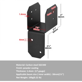 YIDU69Q 4 Pcs 2x4 2x6 Post Caps Tie Bracket, Pergola Brackets, Joist Hanger Connector for Deck & Roof, 17 Gauge Black