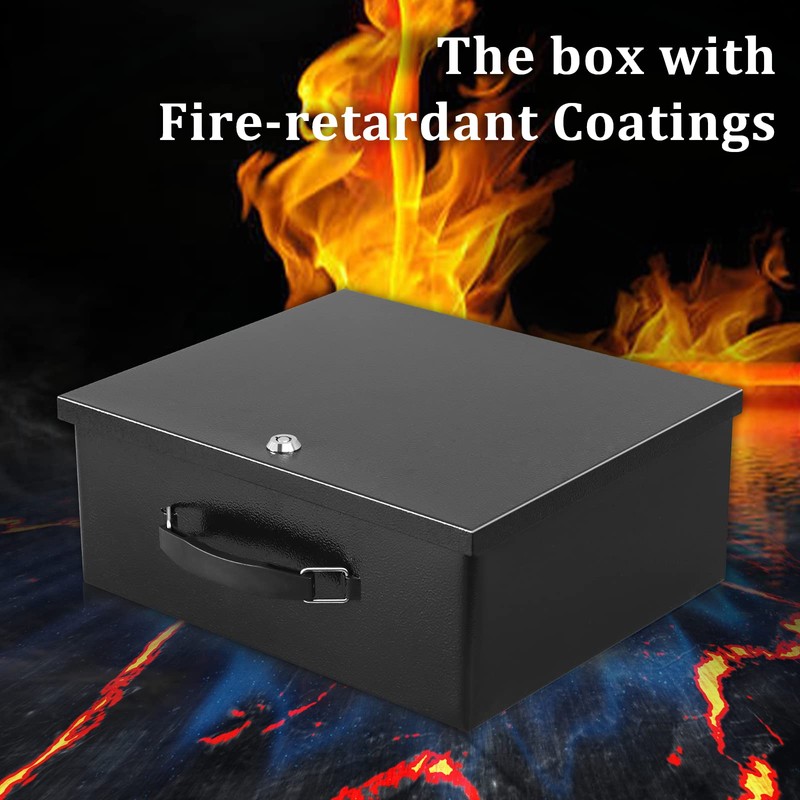 Dalmbox Portable Metal Safe Box with Key Lock - Fire