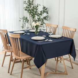 maxmill Slubby Texture Tablecloth Water Resistance Antiwrinkle Spillproof Soft Washable Jacquard Table Cloth for Dining Room, Event Banquet Party Holiday Dinner, Rectangle 60 x 104 Inch, Navy Blue